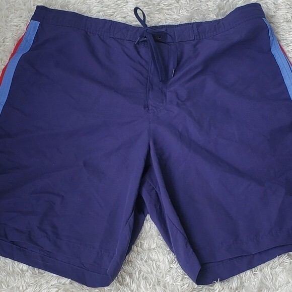 Lands End Blue Red Striped Mens Boardshorts - Picture 3 of 11